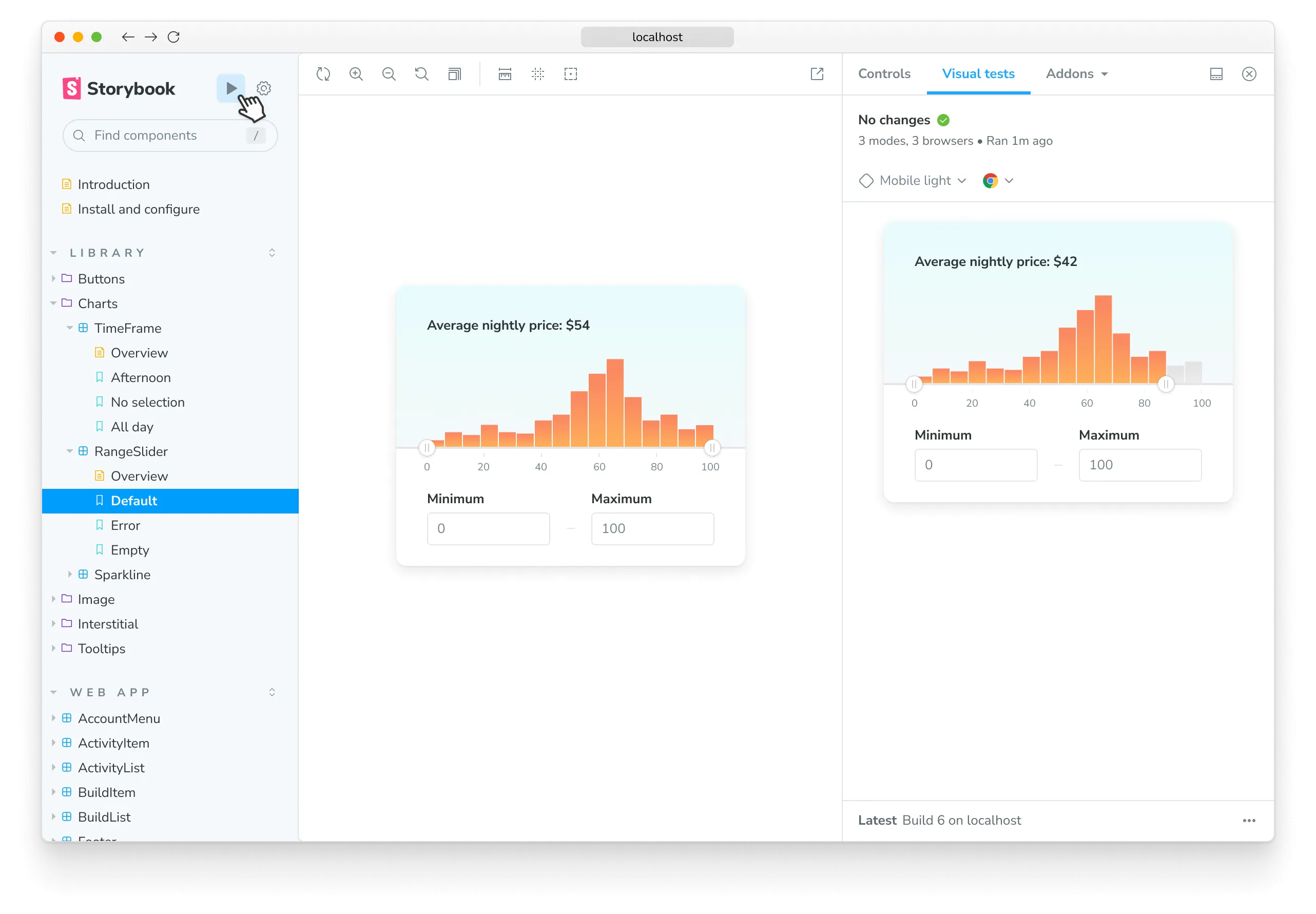 Storybook running visual tests with the addon